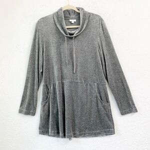 J. Jill Pure Jill Velour Cowl Neck Tunic Sz L Grey